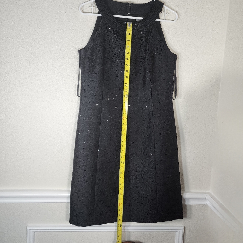 Ann Taylor Women's Black Sequenced  Brocade Floral  Cocktail Dress US Size 6 - Picture 4 of 14